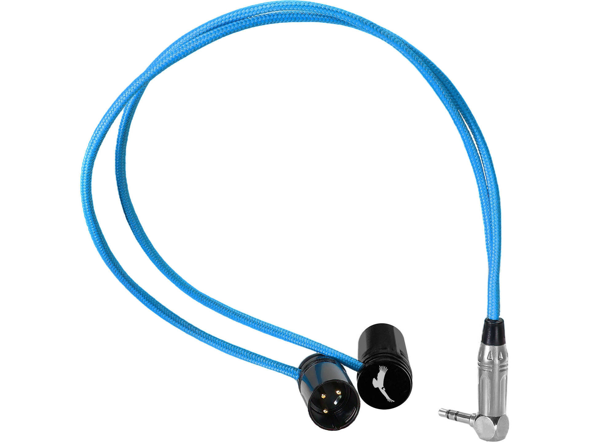 Kondor Blue Dual Low-Profile Right-Angle XLR Male to 3.5mm TRS Cable (16")