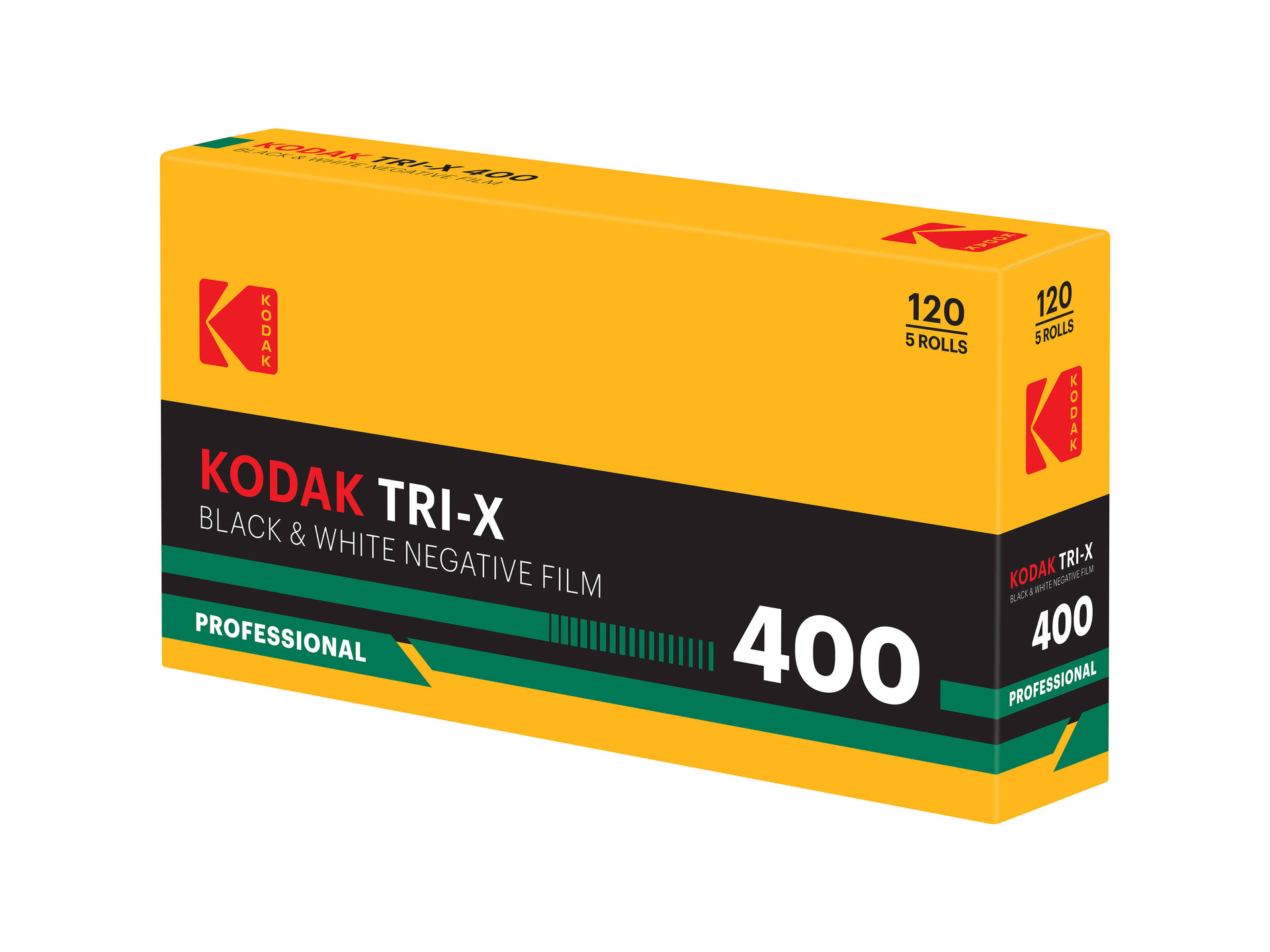 Kodak Professional Tri-X 400 Black and White Negative Film (120 Roll Film, 5-Pack, Retro Packaging)