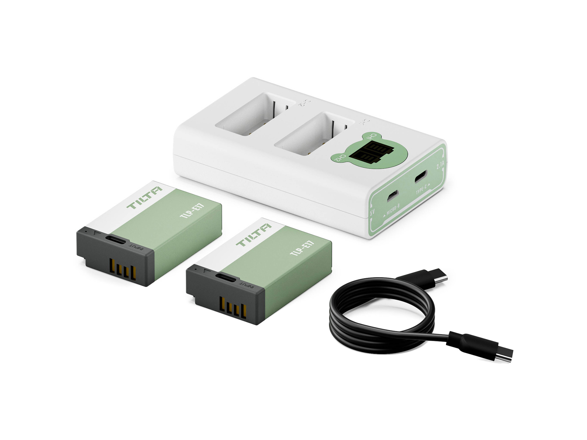 Tilta LP-E17 Kit with 2 Batteries and 2-Bay USB Charger (Ash Green)
