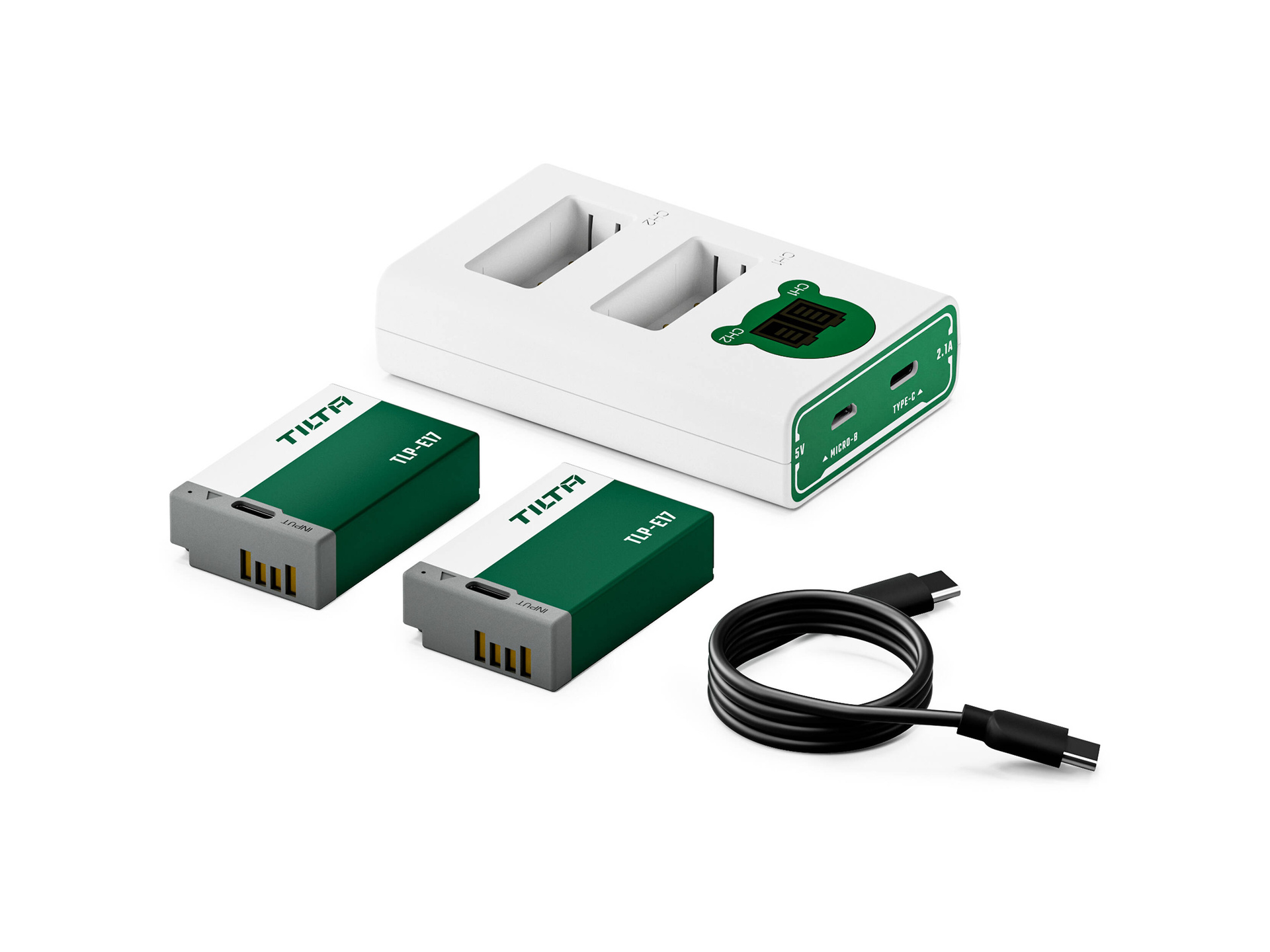 Tilta LP-E17 Kit with 2 Batteries and 2-Bay USB Charger (Forest Green)