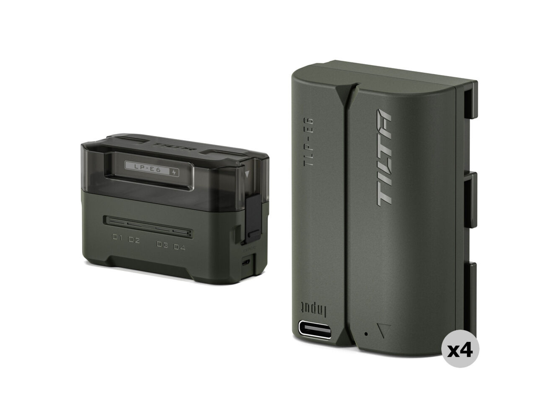 Tilta LP-E6P Kit with 4 Batteries and 4-Bay USB Charger (Green)