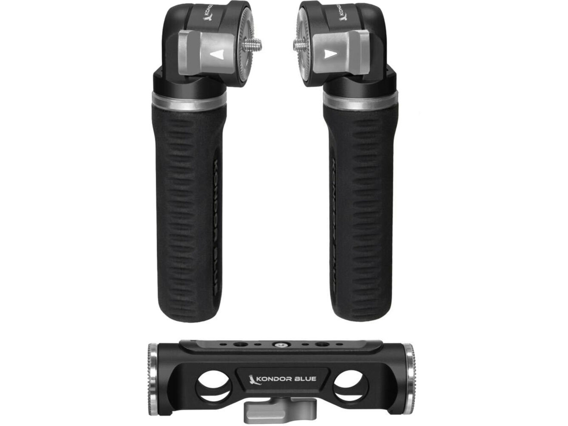 Kondor Blue Pro Pivot Rosette Grips & Dual-Rod Clamp Bundle (Raven Black)