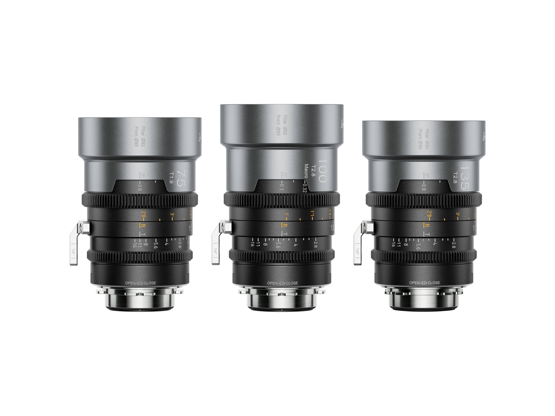 Sirui IronStar Series 75, 100 & 135mm T1.9/2.8 Full-Frame Anamorphic Lens Set (ARRI PL/Canon EF, Neutral Flare)