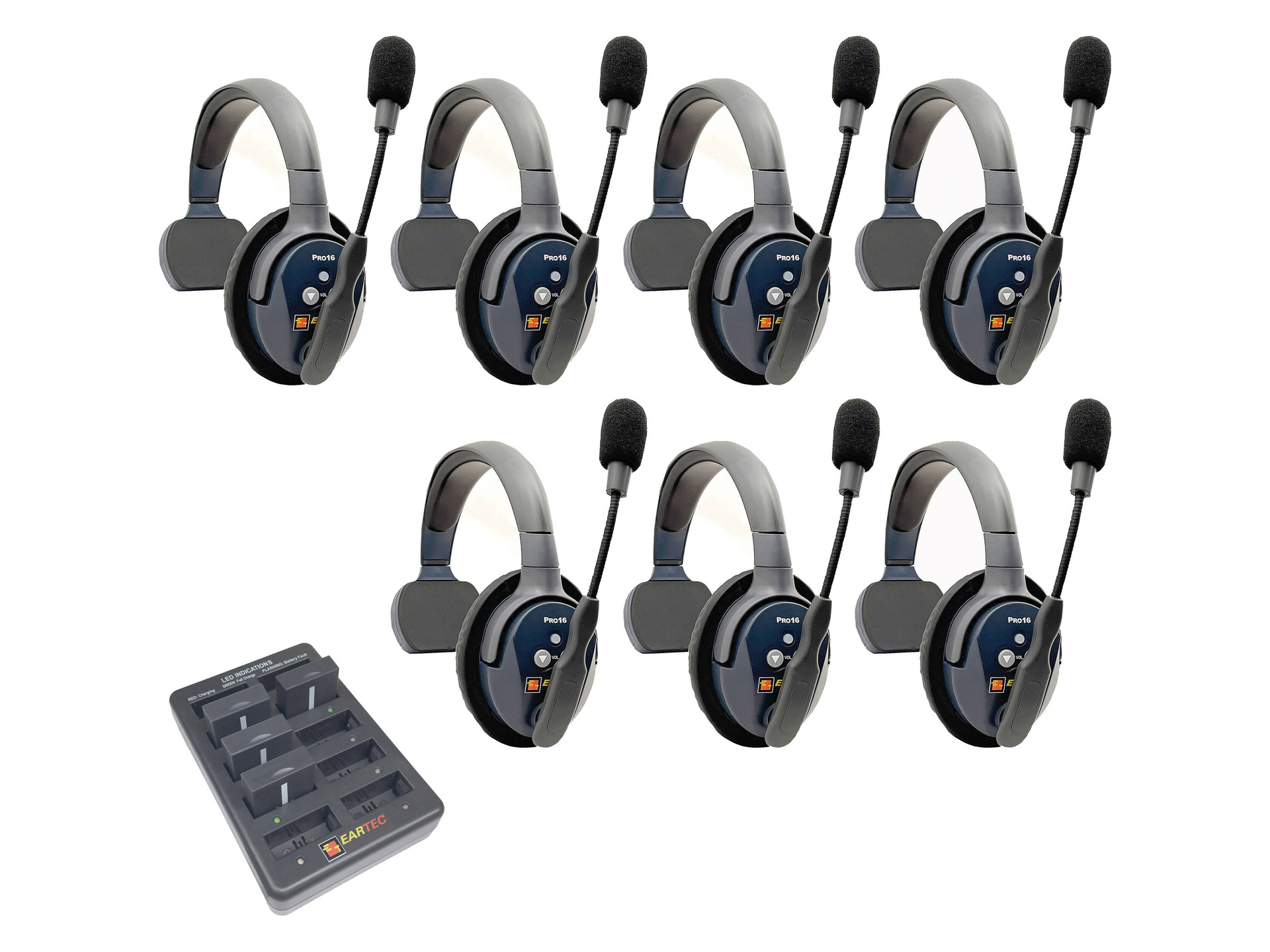 Eartec UltraLITE Pro16 Full-Duplex Wireless Intercom System with 7 Single-Ear Headsets (2.4 GHz)