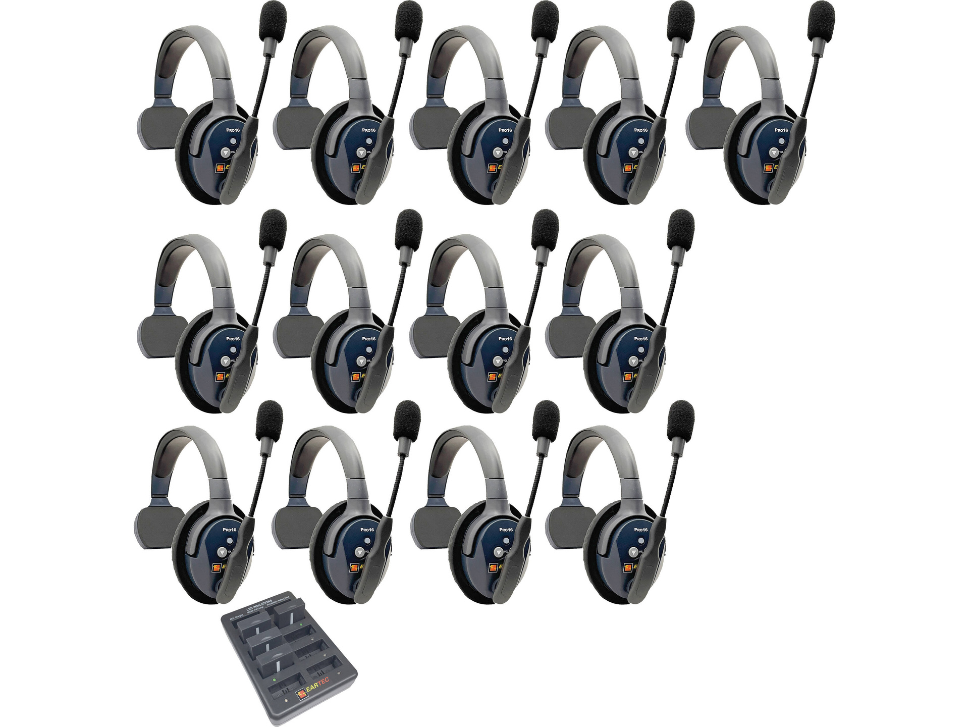 Eartec UltraLITE Pro16 Full-Duplex Wireless Intercom System with 13 Single-Ear Headsets (2.4 GHz)