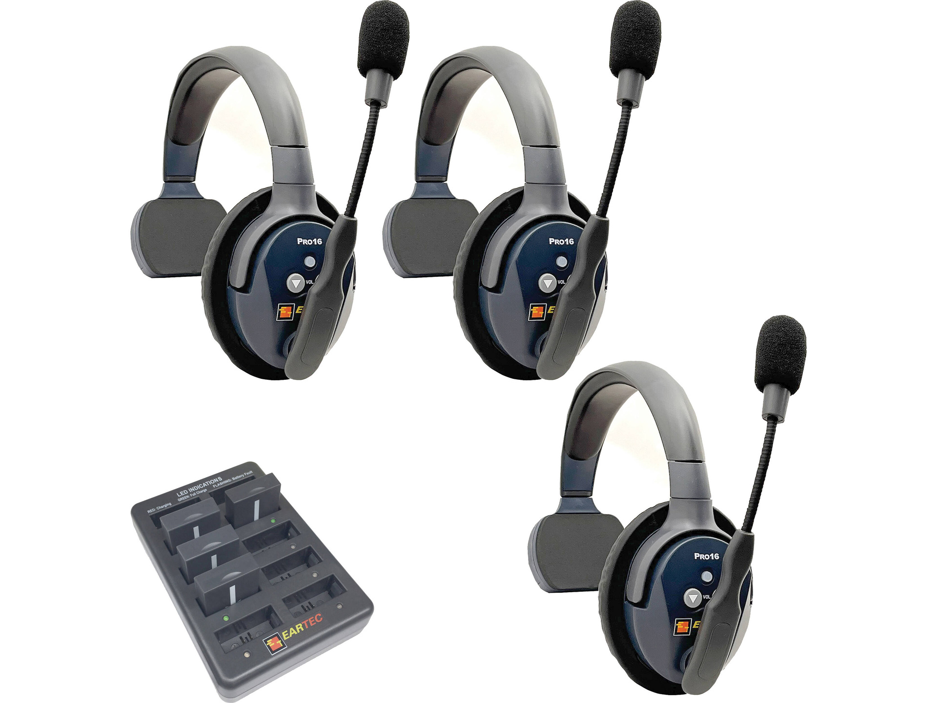 Eartec UltraLITE Pro16 Full-Duplex Wireless Intercom System with 3 Single-Ear Headsets (2.4 GHz)