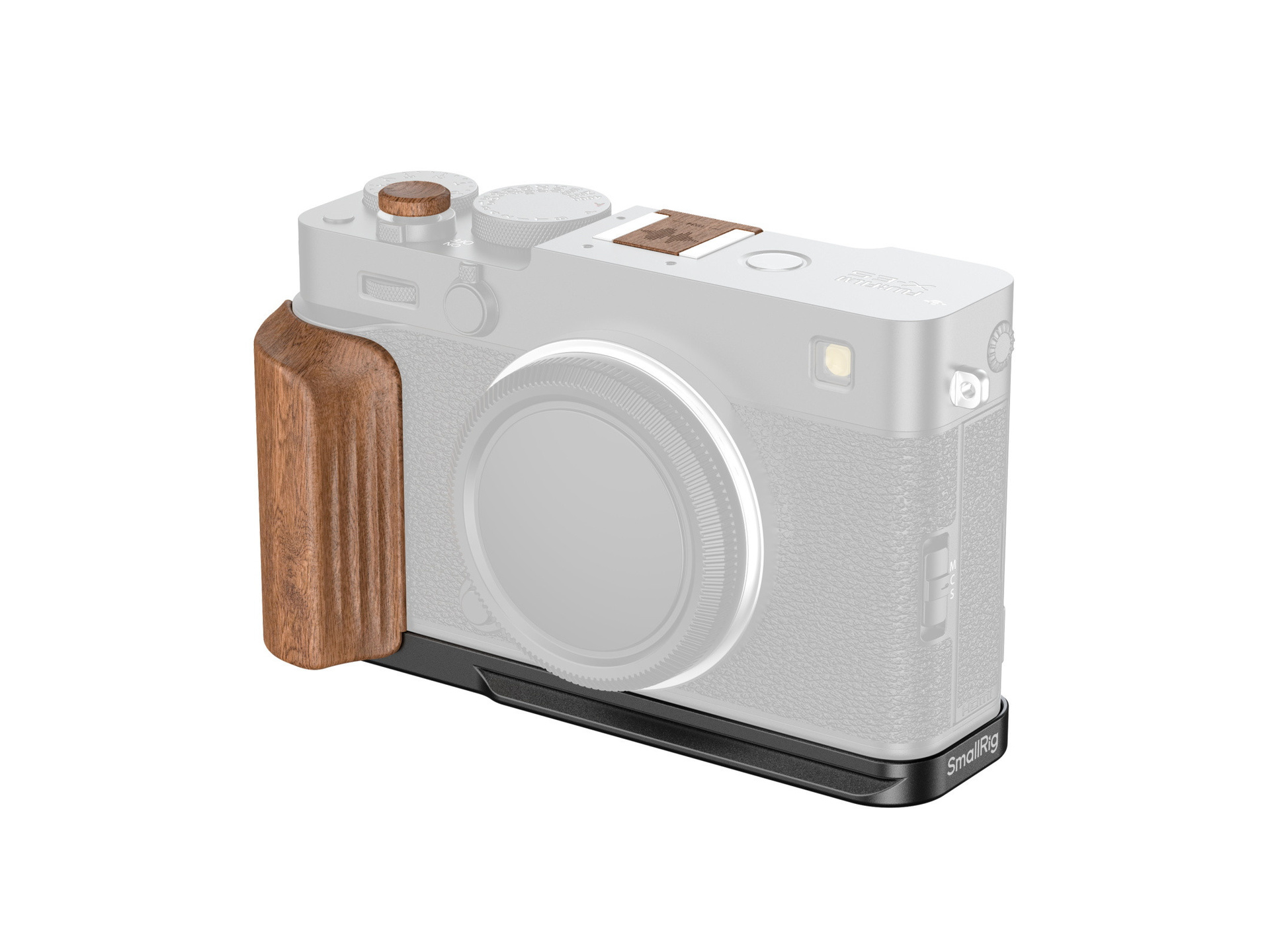 SmallRig 5985 L-Shaped Mount Plate with Wooden Handle for FUJIFILM X-E5 (Rosewood, Black)