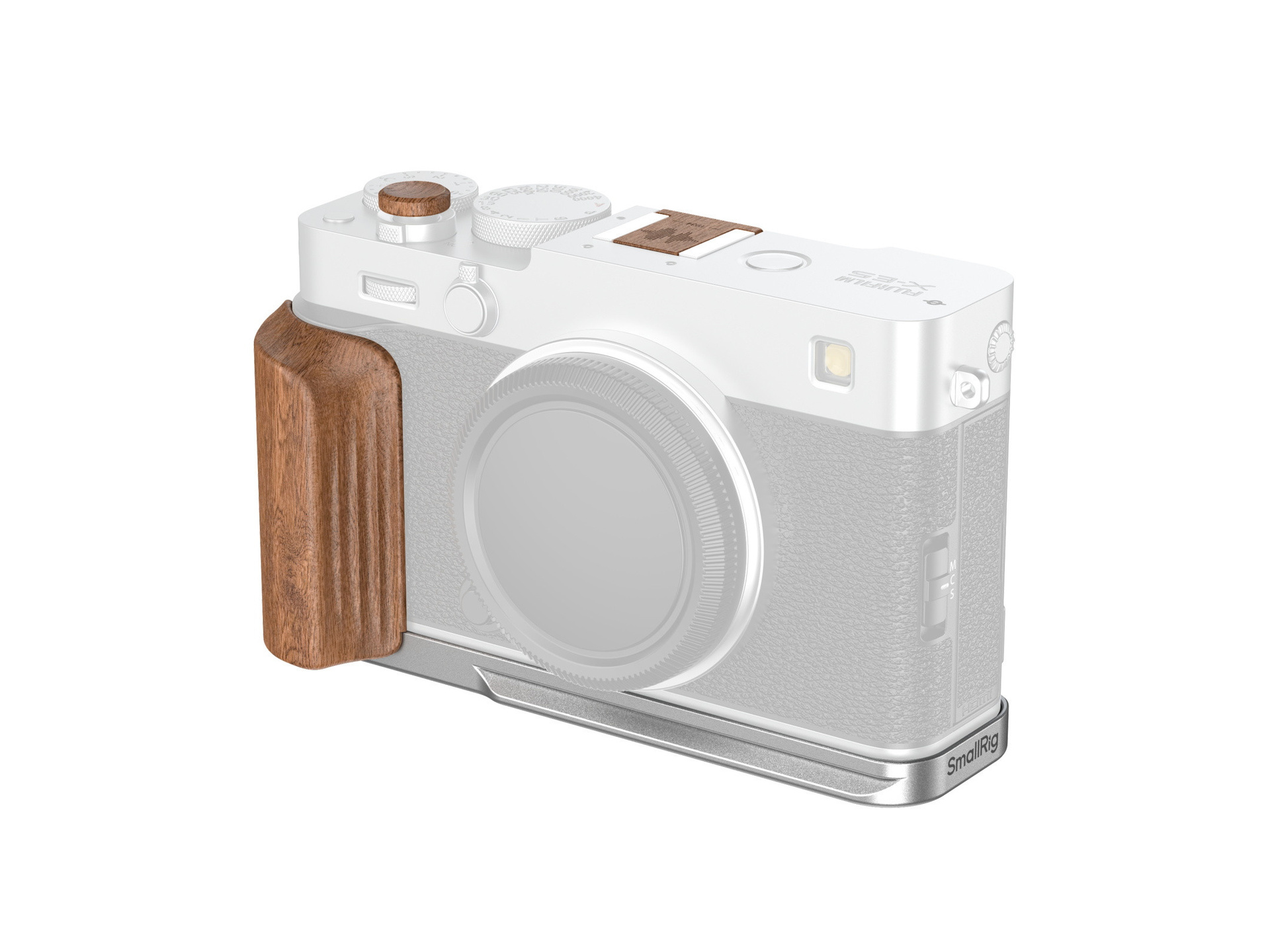 SmallRig 5984 L-Shaped Mount Plate with Wooden Handle for FUJIFILM X-E5 (Rosewood, Silver)