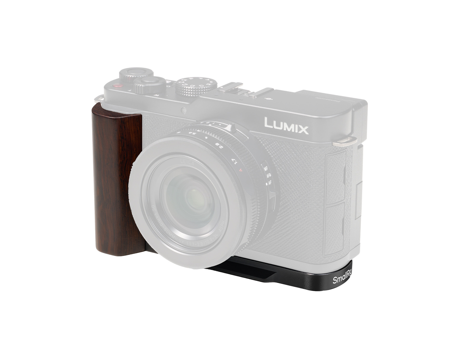 SmallRig 5942 L-Shaped Mount Plate with Wooden Handle for Panasonic LUMIX L10 (Black)