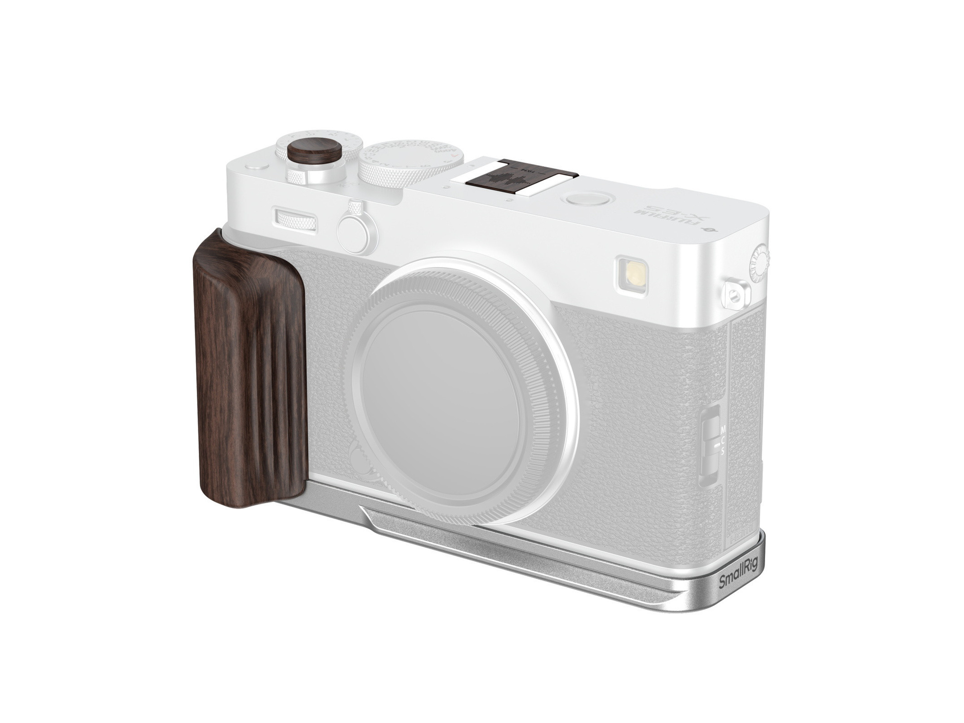 SmallRig 6236 L-Shaped Mount Plate with Wooden Handle for FUJIFILM X-E5 (Ebony, Silver)