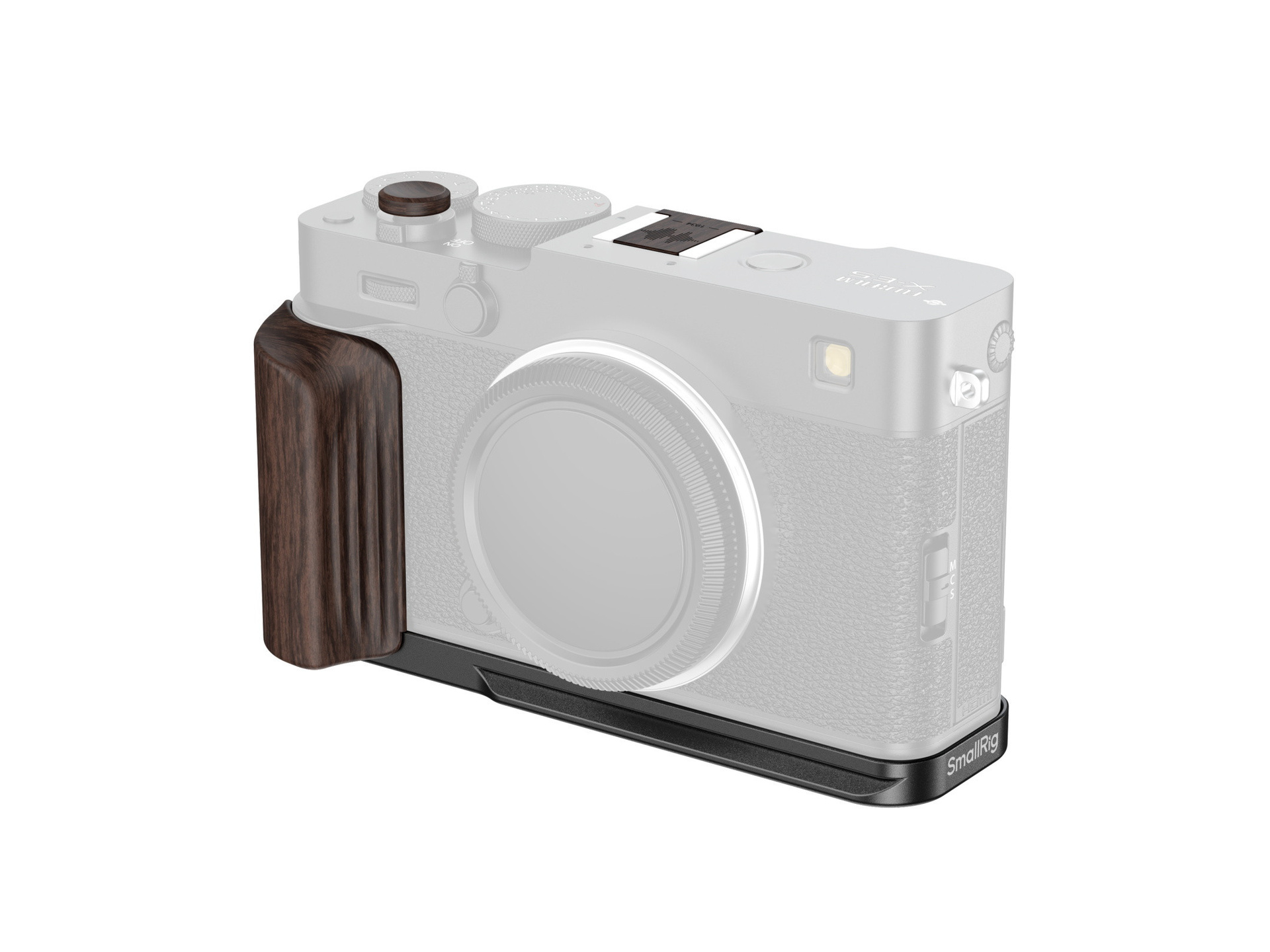 SmallRig 6237 L-Shaped Mount Plate with Wooden Handle for FUJIFILM X-E5 (Ebony, Black)