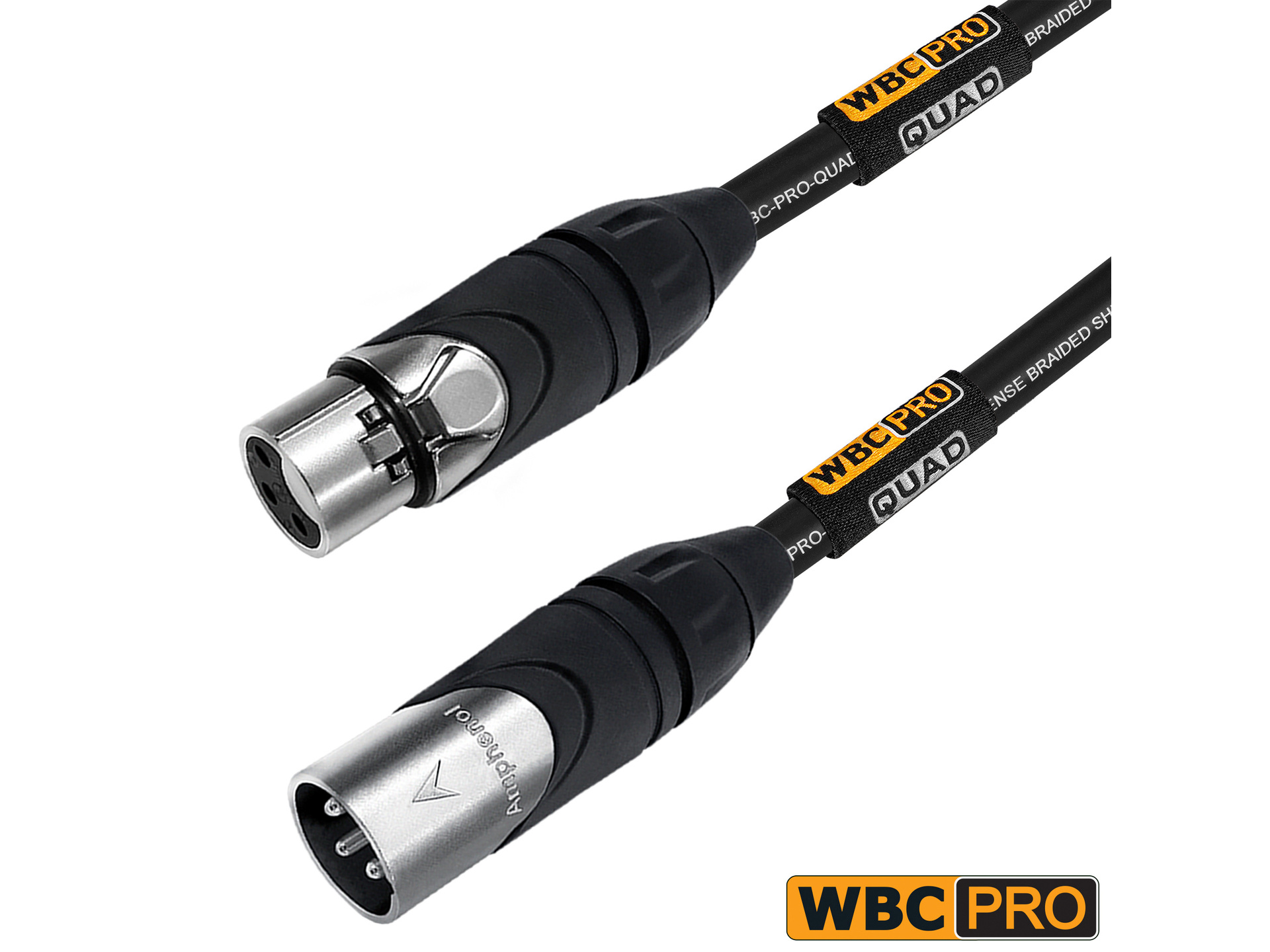 WORLDS BEST CABLES Pro-Quad Balanced XLR Cable with Amphenol XLR Connectors (15cm)