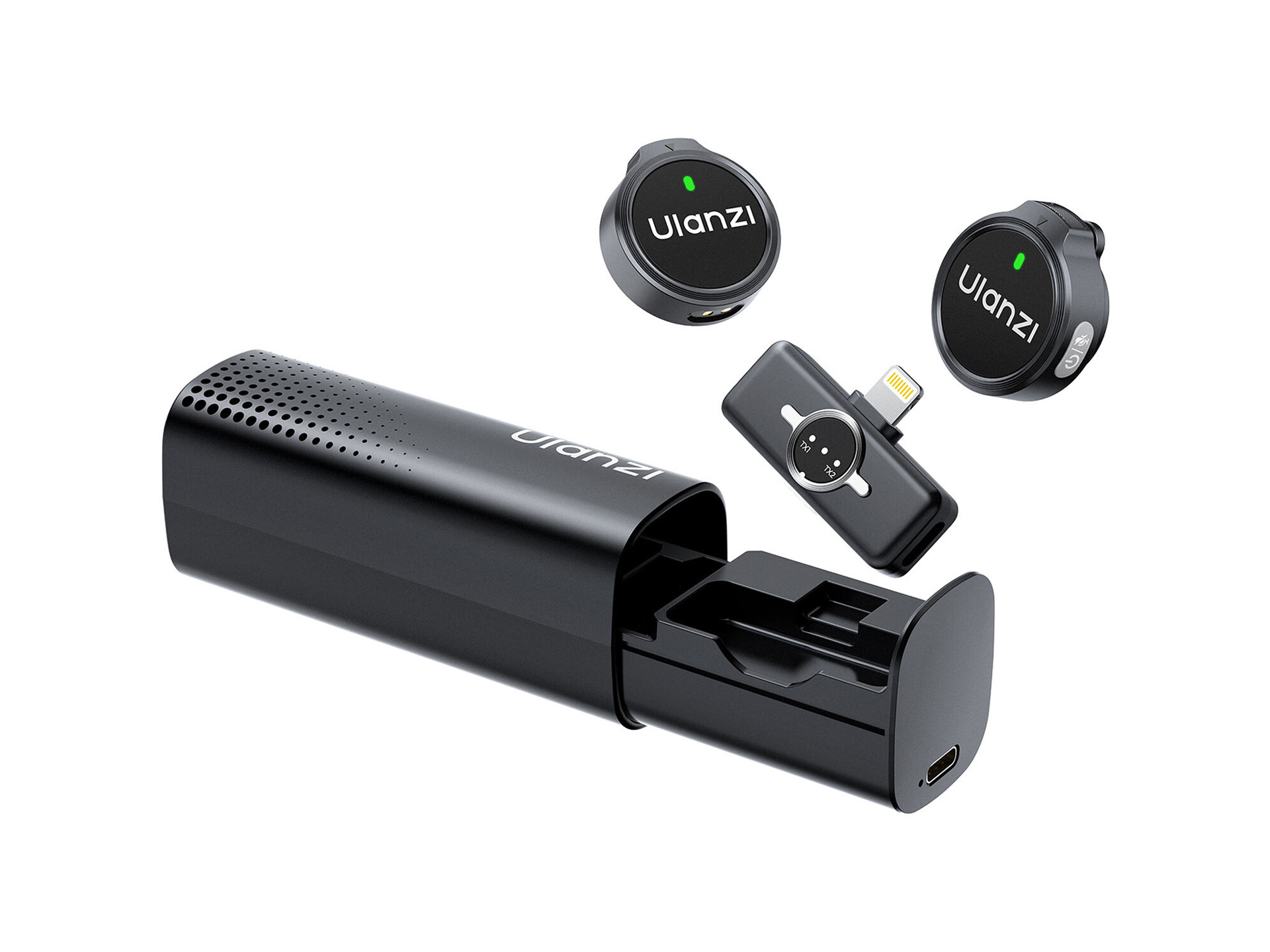 Ulanzi A21 2-Person Wireless Microphone System (2.4 GHz, Lightning, Black)