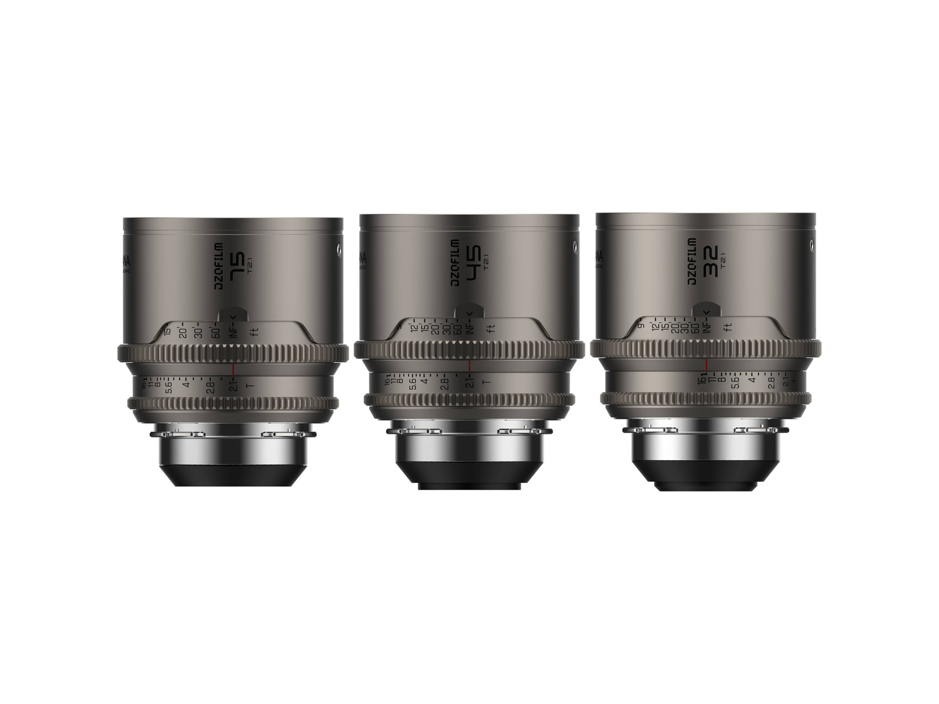 DZOFilm Arcana Anamorphic Prime 3-Lens Kit (ARRI PL, Titanium, Meters)
