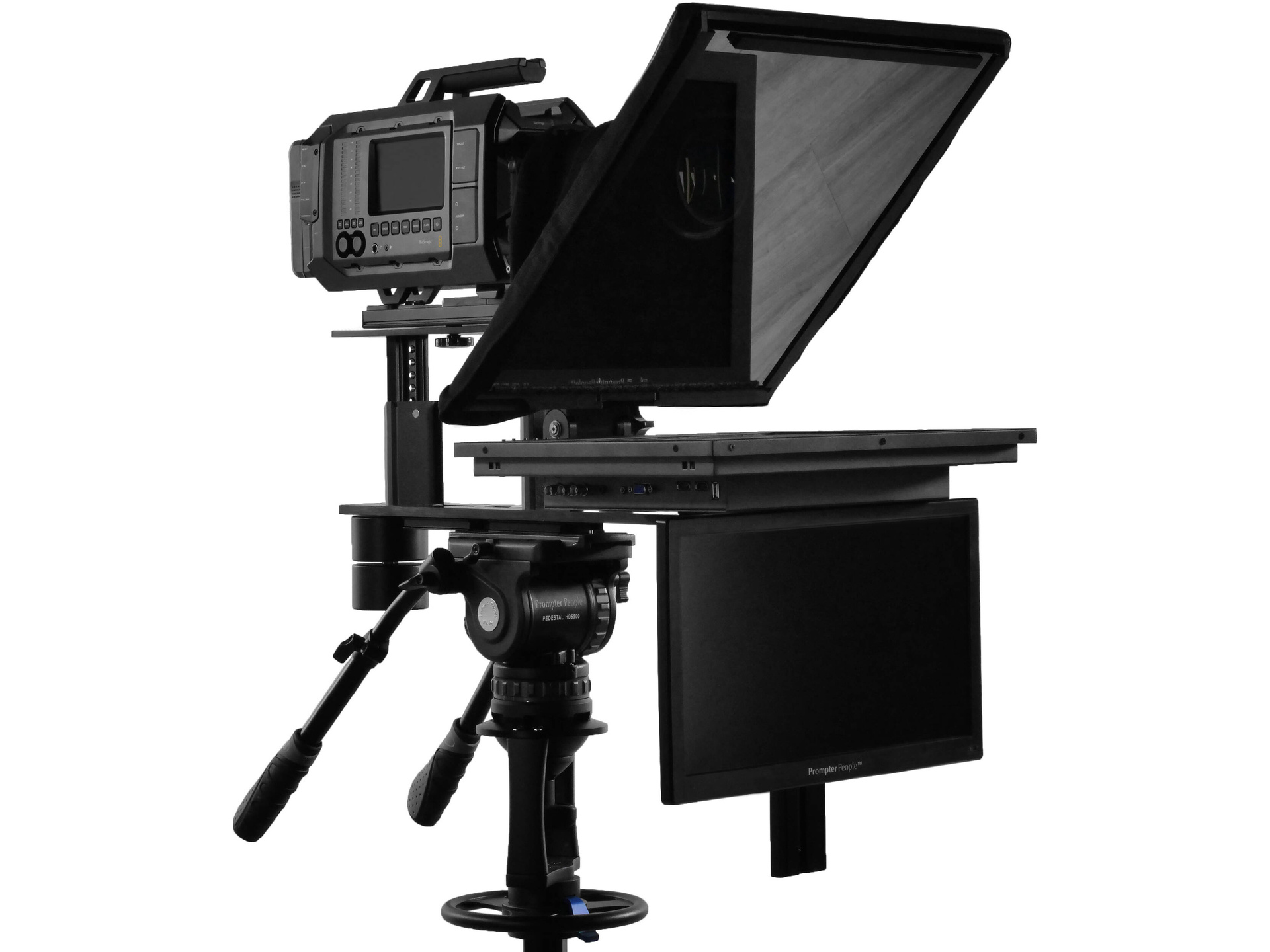 Prompter People Q-Gear Qpro 17" 1000 NIT HDMI 3G-SDI Teleprompter and 15.6" 3G-SDI HDMI RGB IPS Talent Monitor
