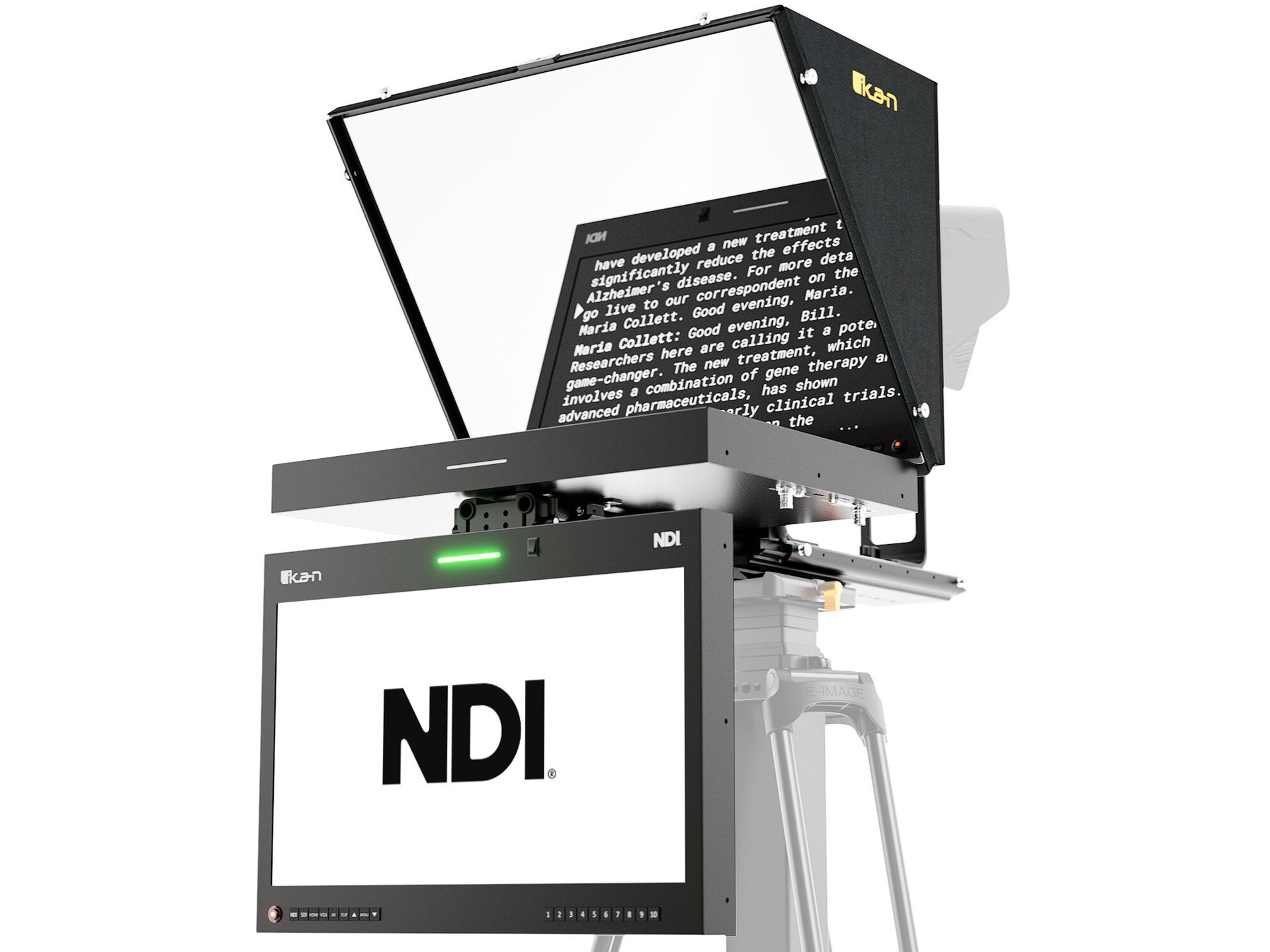 ikan Aura 19" NDI Teleprompter with Talent Monitor, PoE++ & Tally