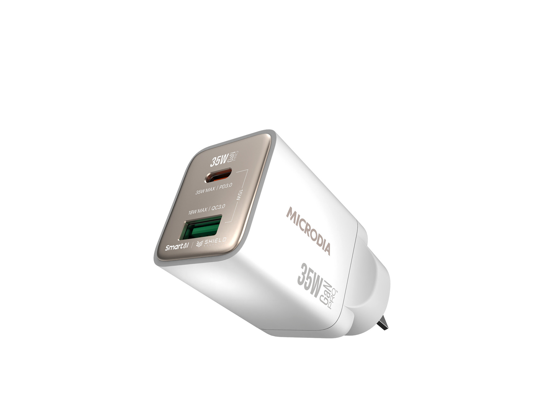 MICRODIA SMARTCube Nano 35W Dual Port GaN Wall Charger (White)