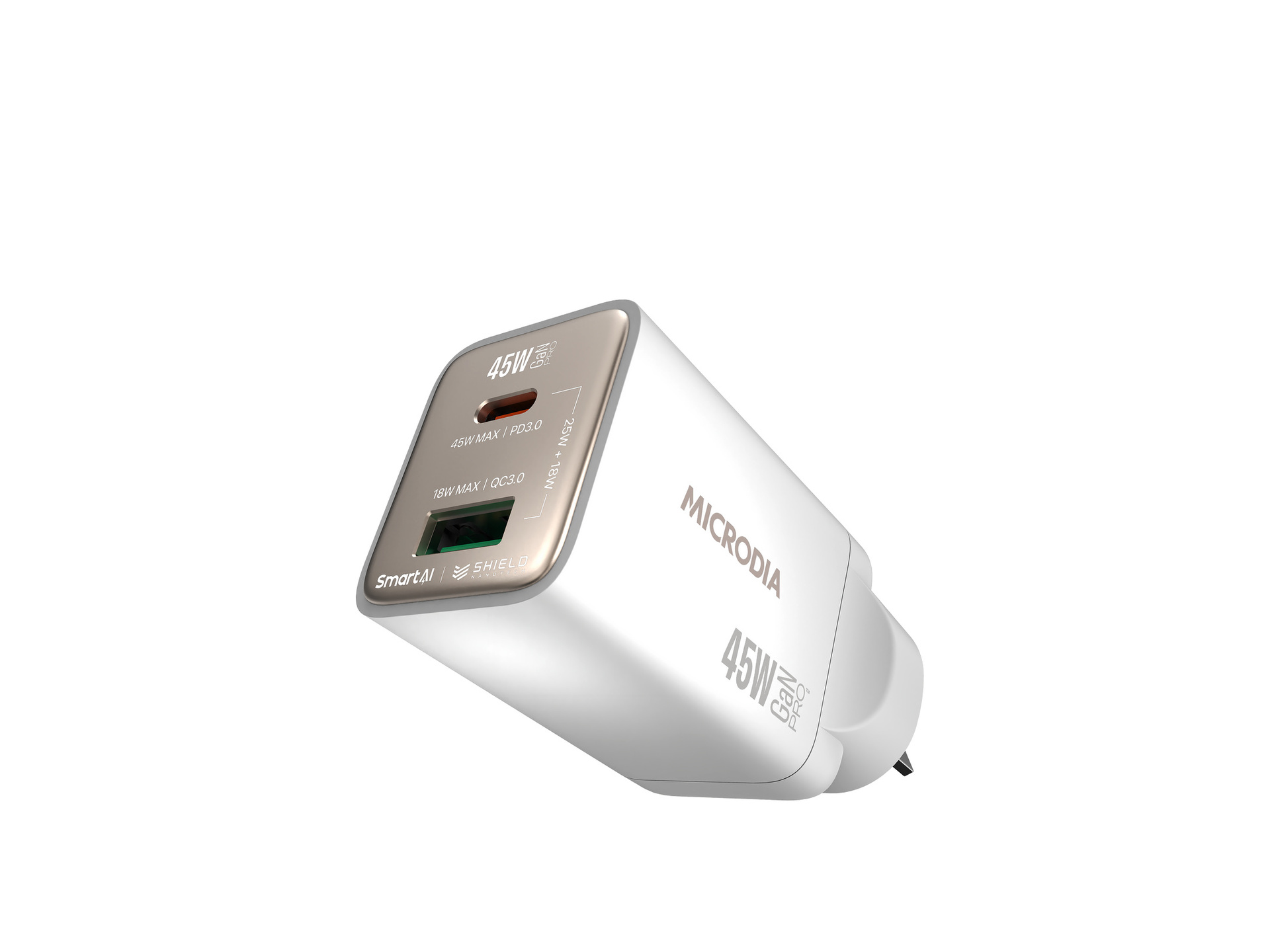 MICRODIA SMARTCube Nano 45W Dual Port GaN Wall Charger (White)