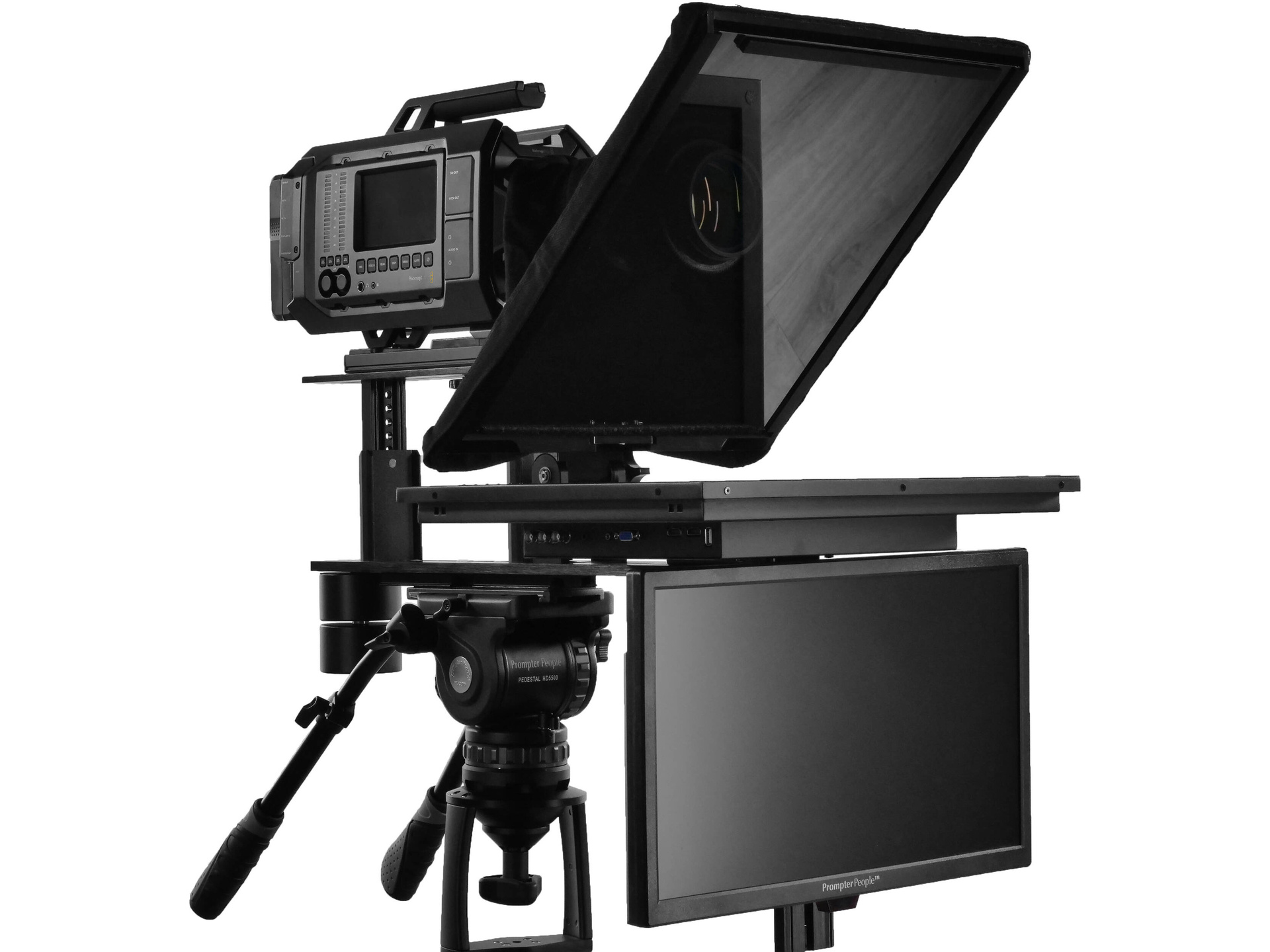 Prompter People Q-Gear Qpro 19" 1000 NIT HDMI 3G-SDI Teleprompter and 18.5" 3G-SDI HDMI RGB IPS Talent Monitor