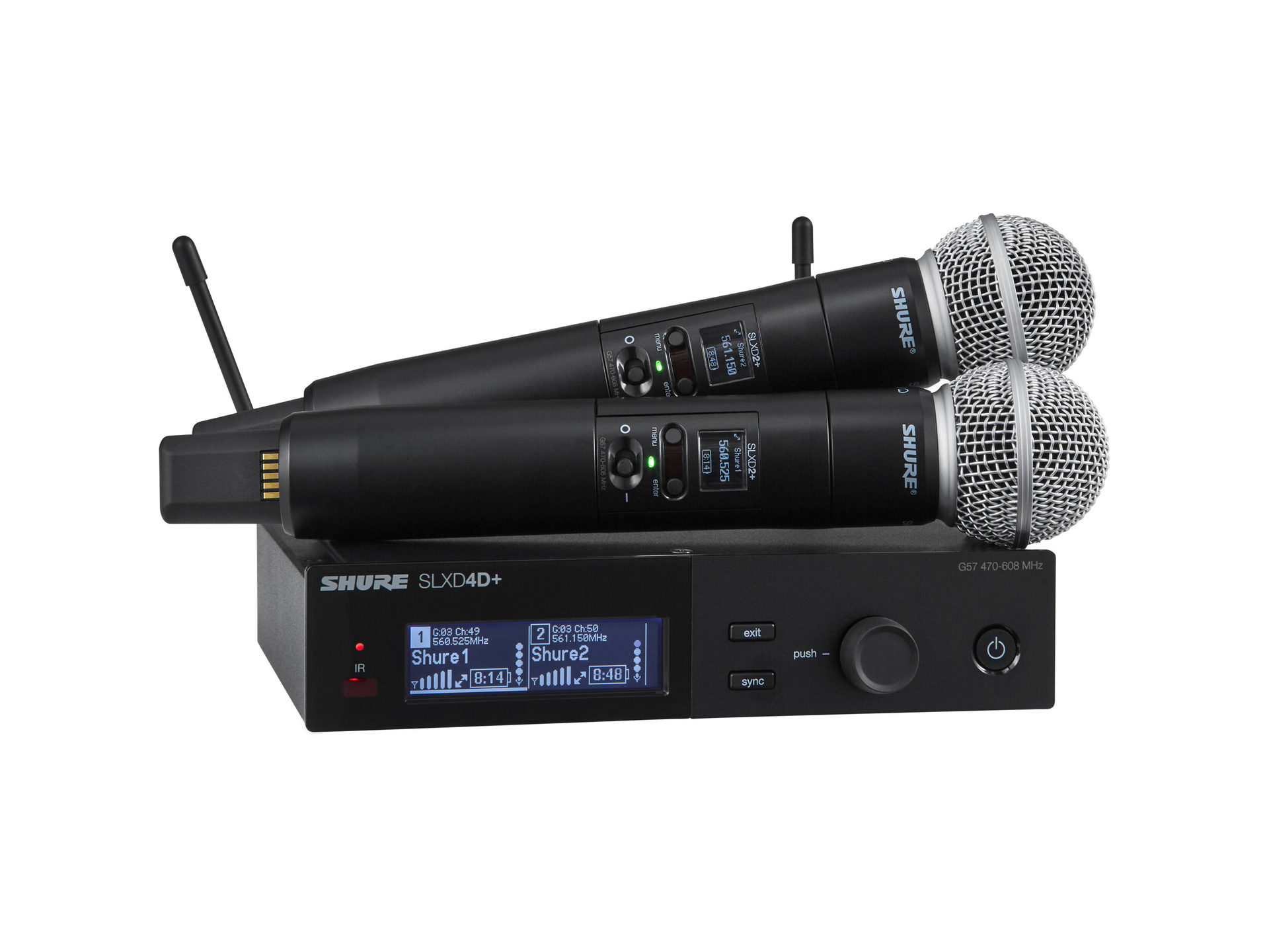 Shure SLXD24D+/58 Dual-Channel Digital Wireless Handheld Microphone System with SM58 Capsules (H58: 520 - 608MHz)