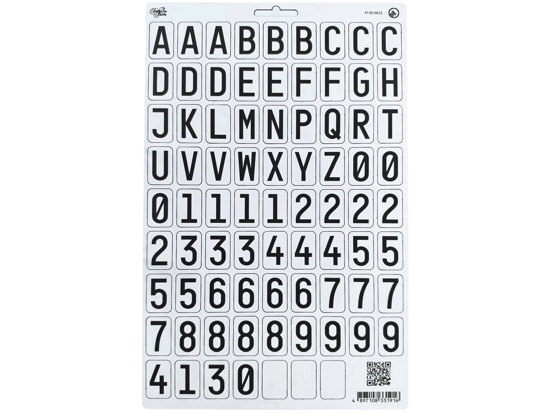 Filmsticks Wet Weather Letters & Numbers Tab Sheet for USA Slate