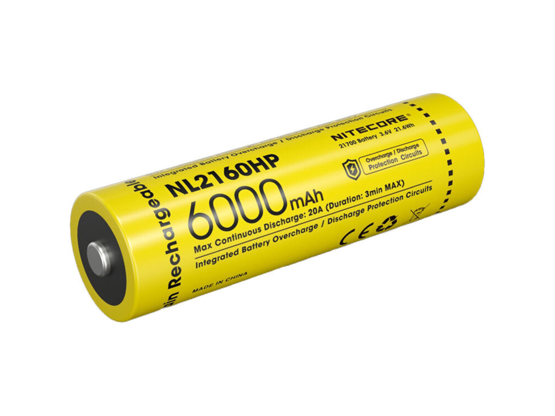 Nitecore NL2160HP 21700 Li-Ion Rechargeable Battery (21.6Wh, 6000mAh) - Open Box