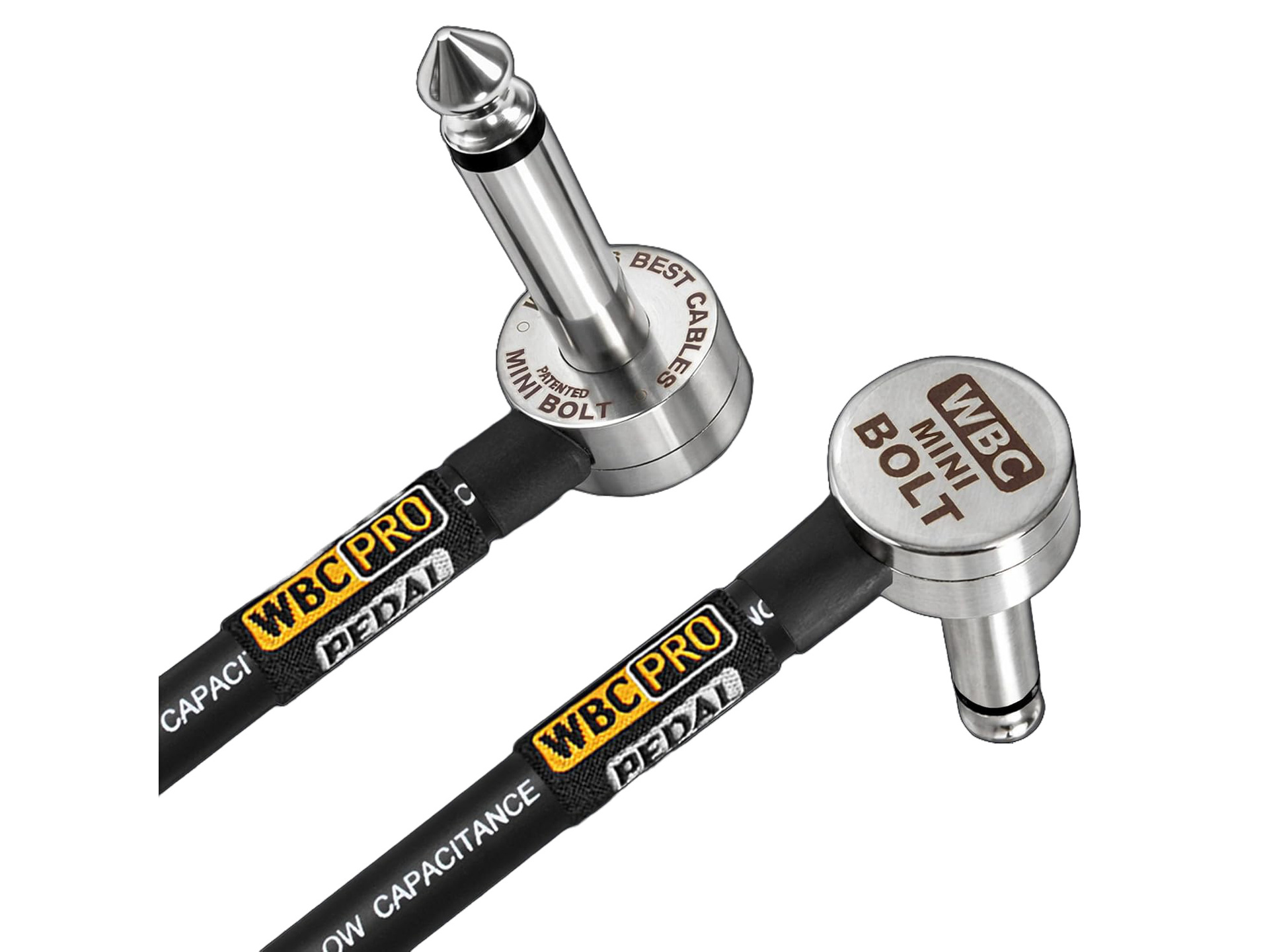 WORLDS BEST CABLES Pro Pedal Guitar Patch Cable (15cm, Right-Angle)