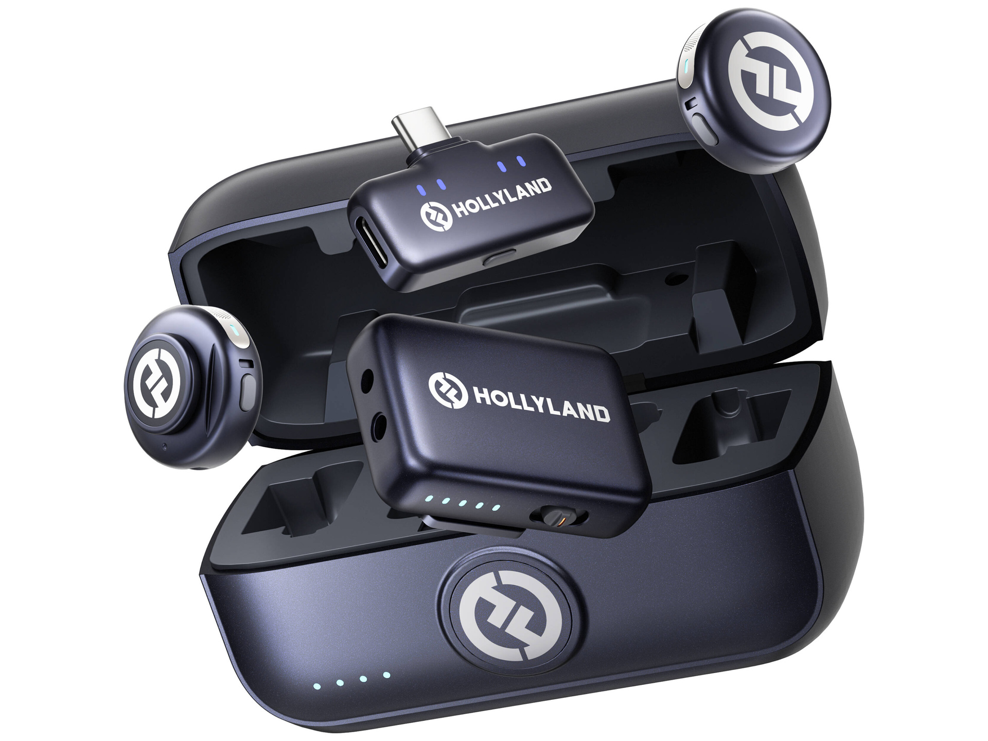 Hollyland LARK M3 Combo 2TX&2RX Wireless Microphone System with 2 Clip-On Mic/Transmitters, 1 USB Receiver & 1 Camera Receiver (2.4 GHz)