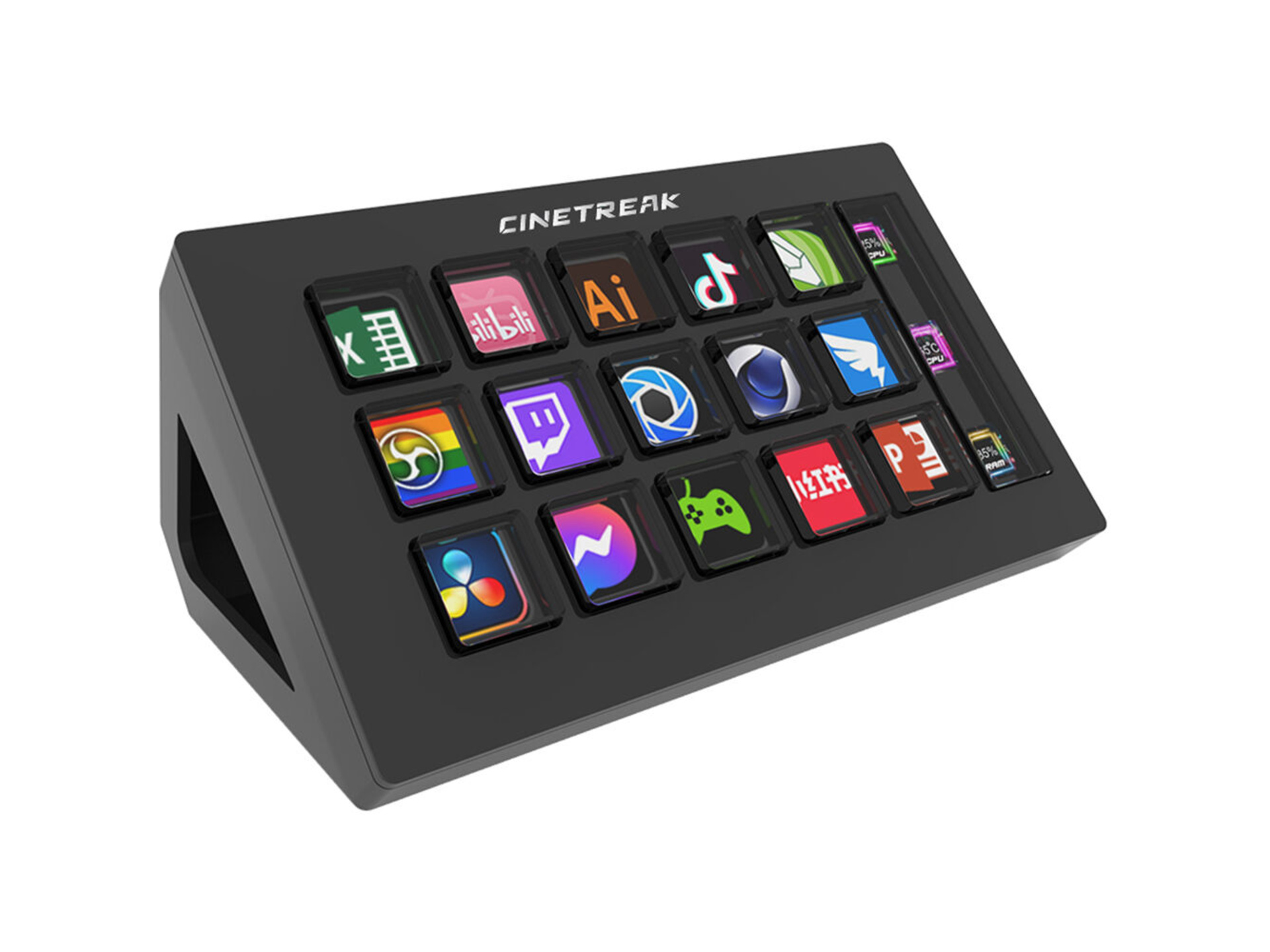 CineTreak CT-SD15 Streaming Console with 15 Customizable LCD Keys (Black)