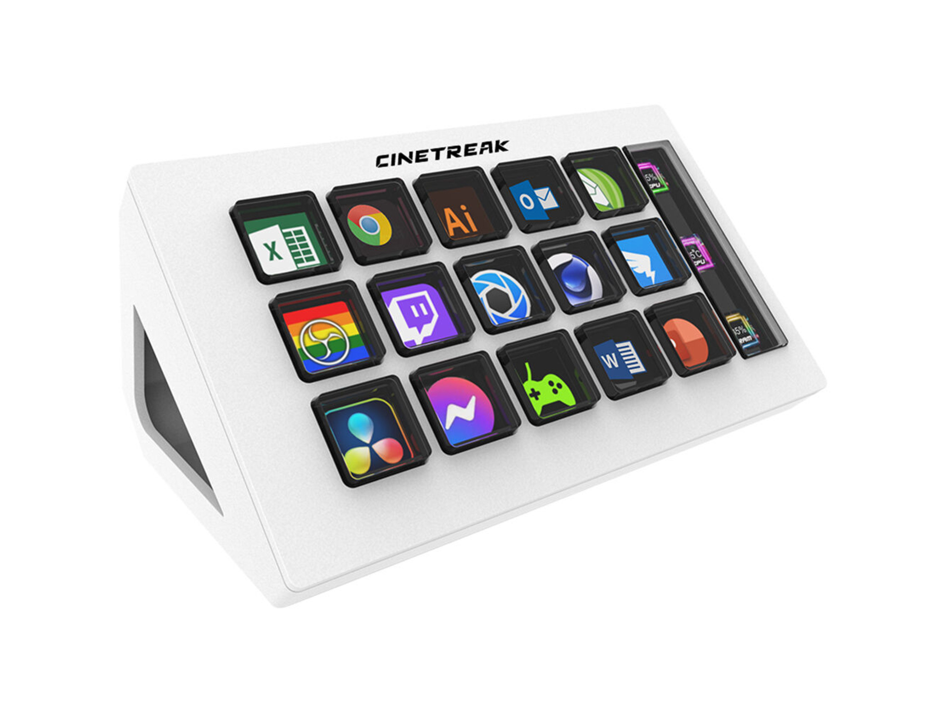 CineTreak CT-SD15 Streaming Console with 15 Customizable LCD Keys (White)