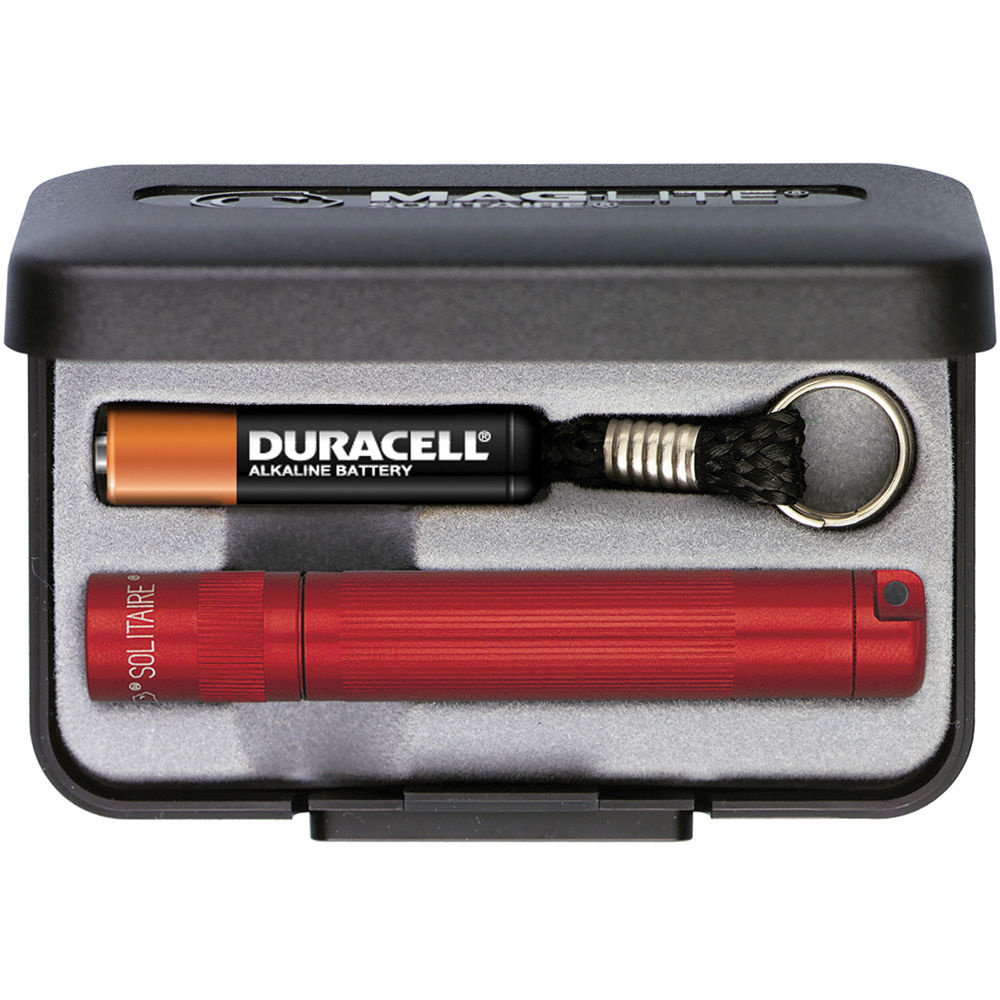 Maglite K3A032 Solitaire 1-Cell AAA Flashlight with Presentation Box (Red)