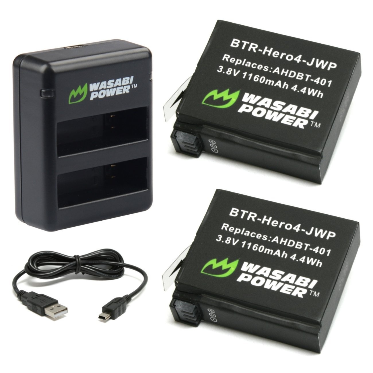 Wasabi Power Battery (2-Pack) and Dual Charger for GoPro HERO4