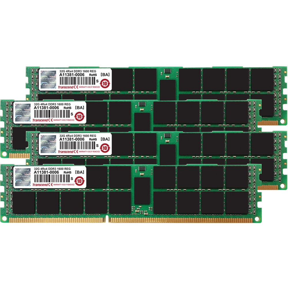 Transcend JetMemory 128GB (4 x 32GB) DDR3 DIMM 1600 MHz DRAM Memory Kit for Mac