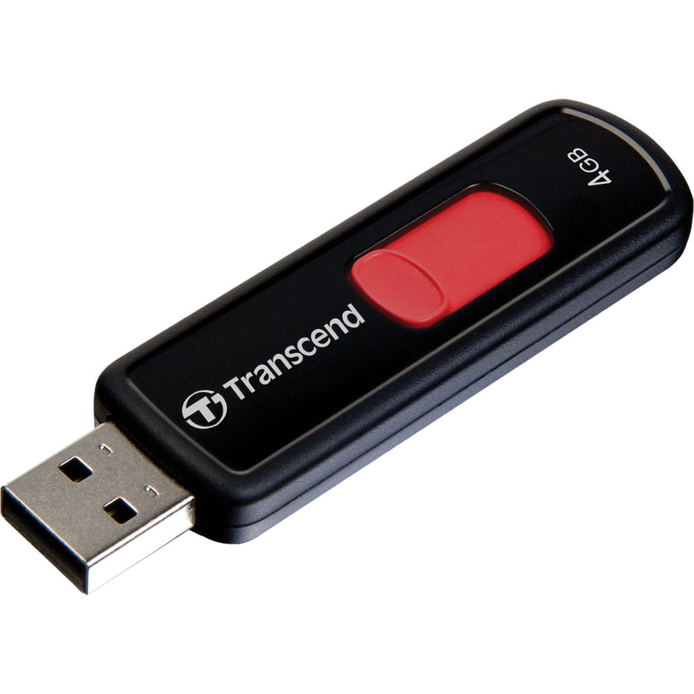 Transcend 4GB JetFlash 500 USB 2.0 Flash Drive (Black, Red Slider)