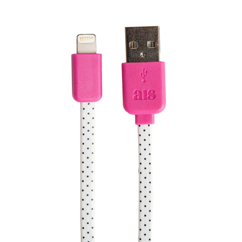 Agent18 Lightning to USB Cable 1 metre (Pink with Dots)