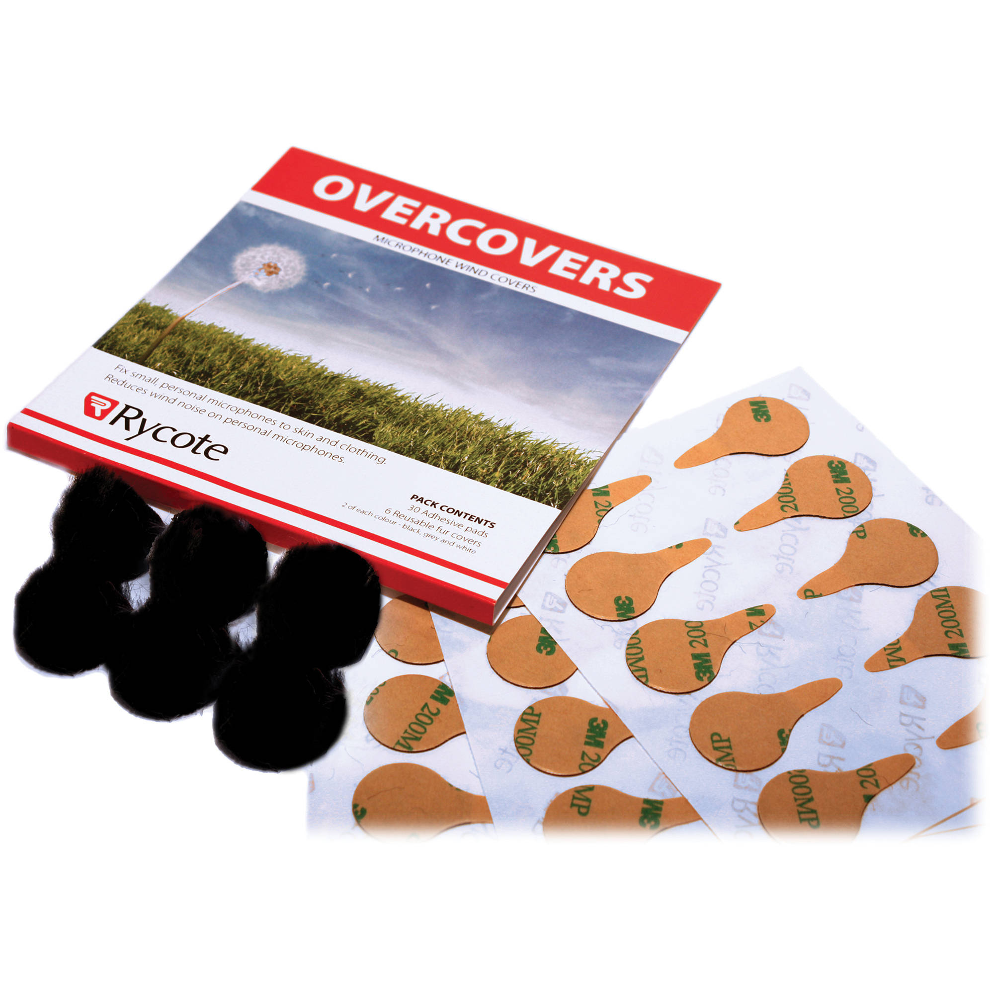 Rycote Overcovers (Black) -  6-Pack, 30 Stickies