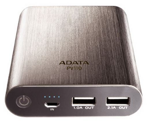 ADATA PV110 Power Bank - 10400mAh Backup Battery - Titanium