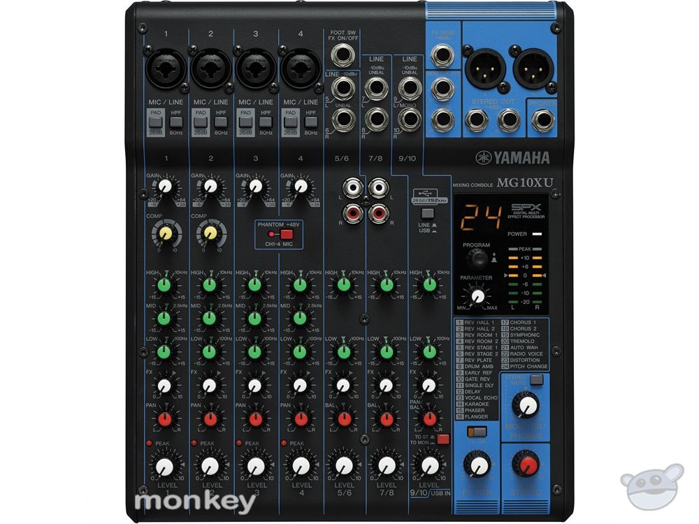 Yamaha MG10XU - 10-Input Mixer with Built-In FX and 2-In/2-Out USB