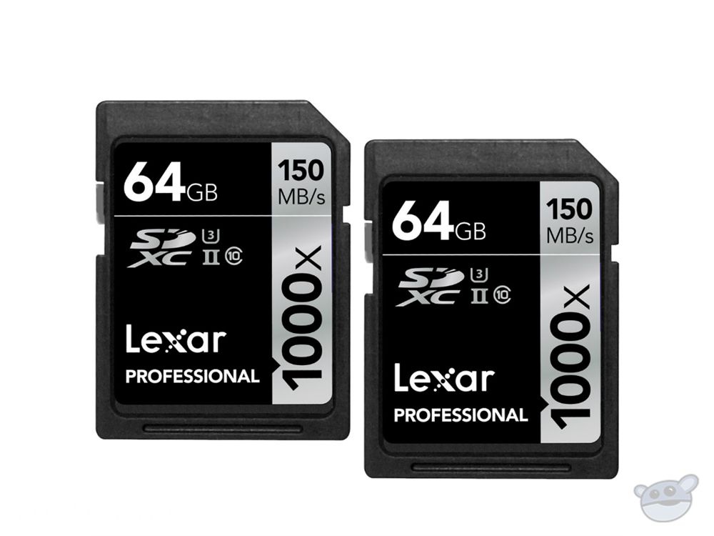 Lexar 64GB Professional 1000x UHS-II SDXC Memory Card (2-Pack, Class 10, UHS Speed Class 3)