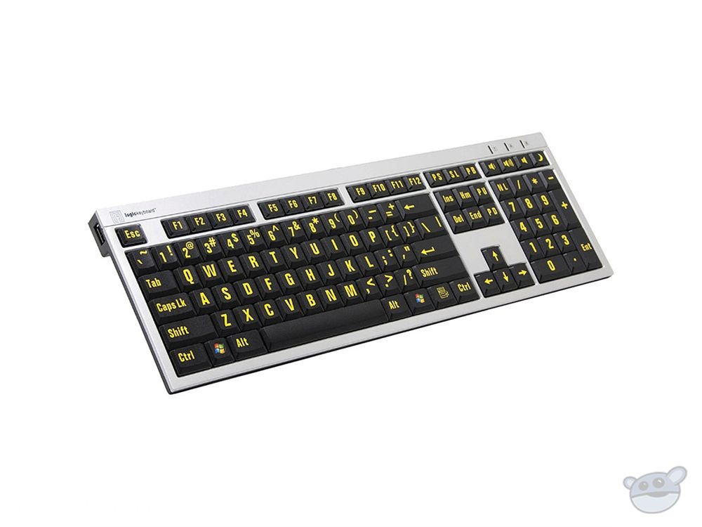 LogicKeyboard XLPrint PC Slim Line Keyboard with Large Print (Yellow on Black)