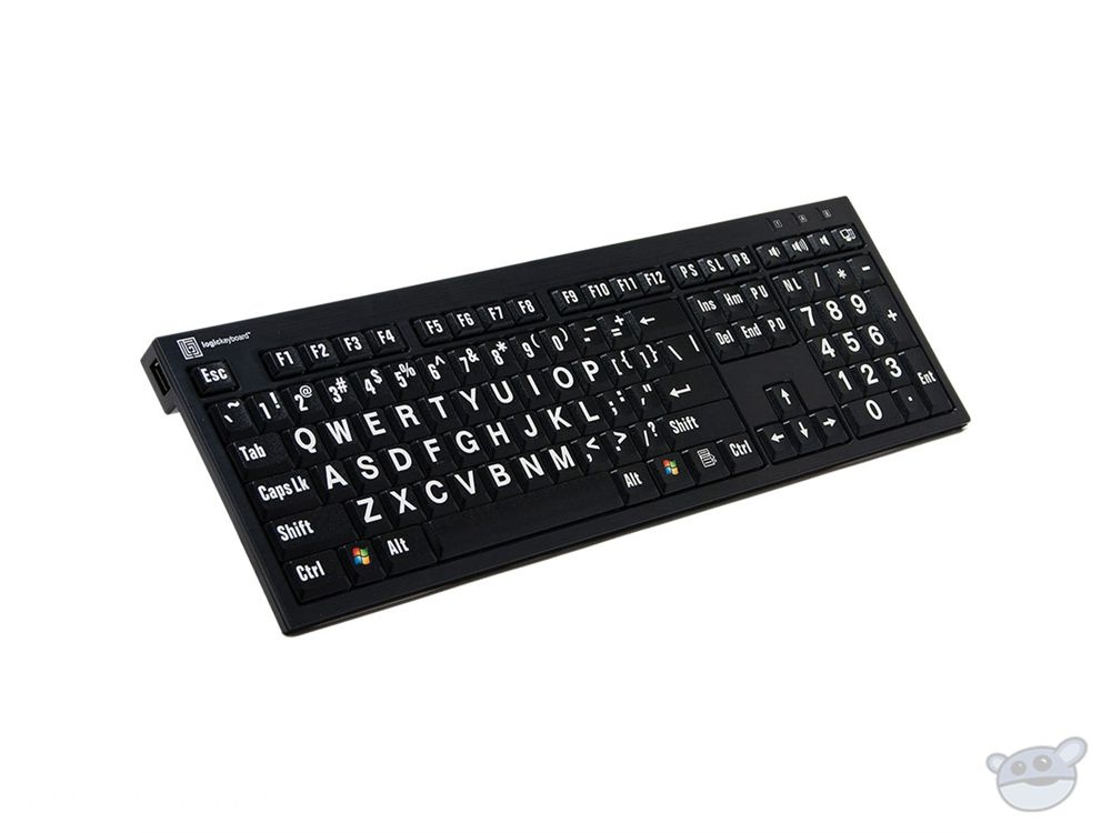 LogicKeyboard XL Print NERO PC Slim Line White on Black Keyboard