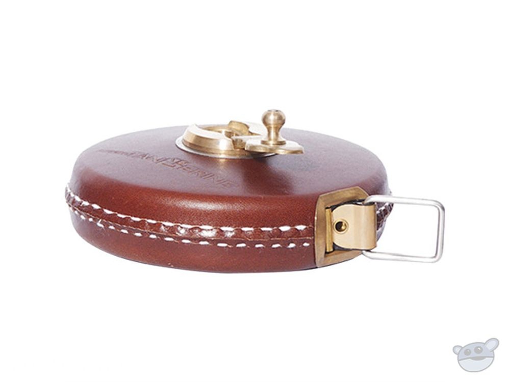 Bright Tangerine Brown Leather Tape Measure with Brass Winder (33 ft)