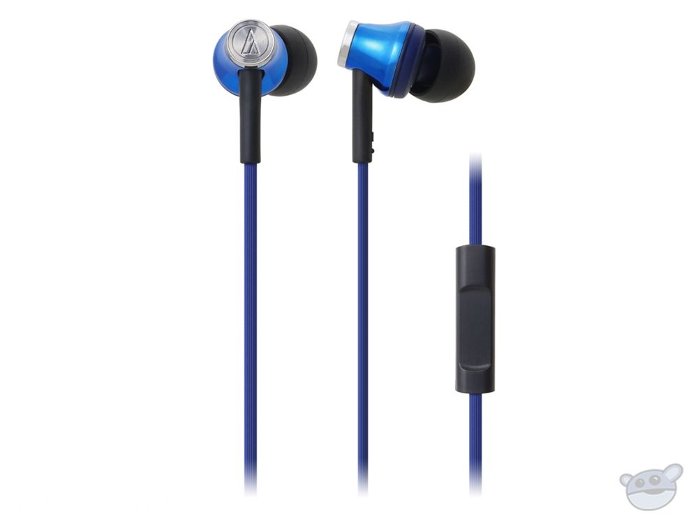 Audio Technica ATH-CK330iS In-ear Headphones with Inline Control and Mic (Blue)