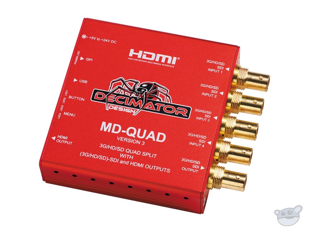 DECIMATOR MD-QUAD v3 3G/HD/SD-SDI Quad Split Multi-Viewer with SD/HD/3G-SDI & HDMI Outputs