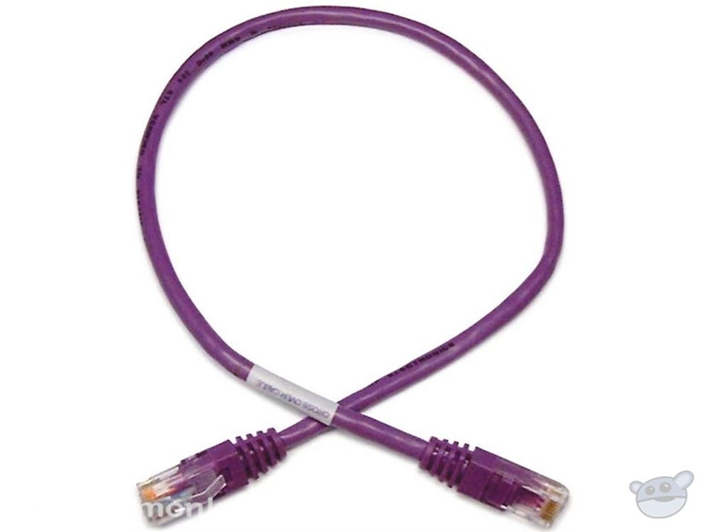 DYNAMIX 20M Cat5E UTP Cross Over Patch Lead with Label - Slimline Molding & Latch Down Plug (Purple)