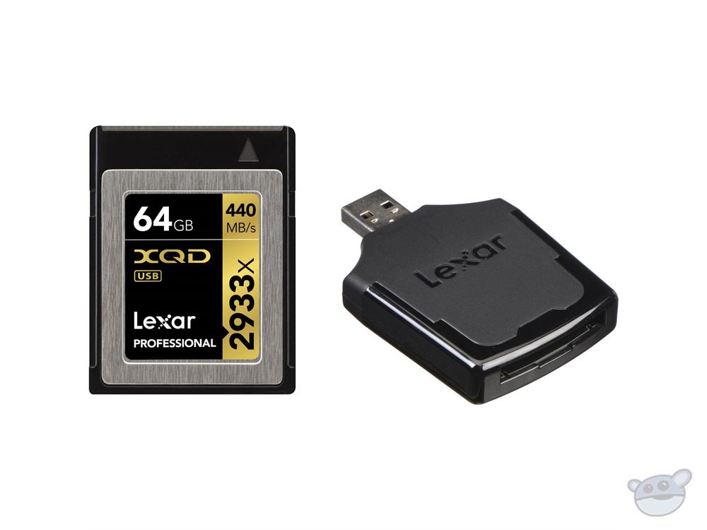 Lexar 64GB Professional 2933x XQD 2.0 Memory Card with USB 3.0 Card Reader