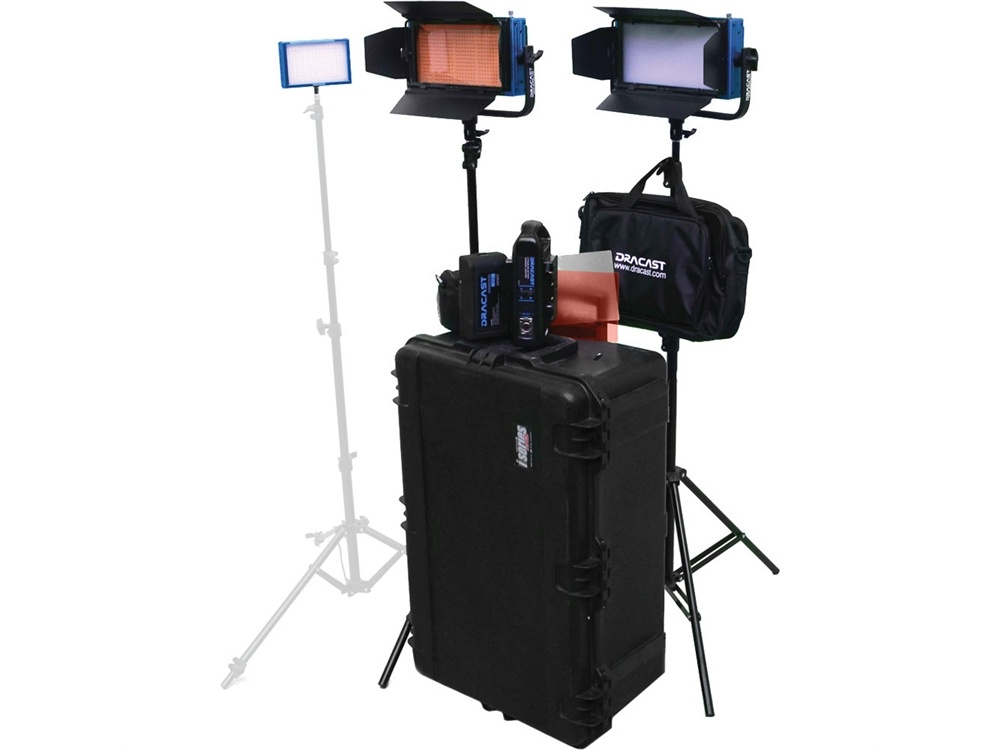 Dracast Bi-Colour 3-Light Interview Kit with V-Mount Battery Plates