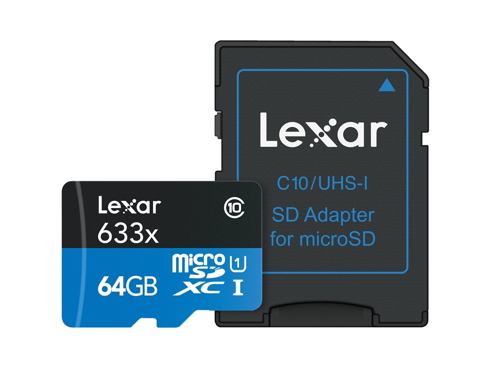 Lexar 64GB High-Performance UHS-I microSDXC Memory Card with SD Adapter