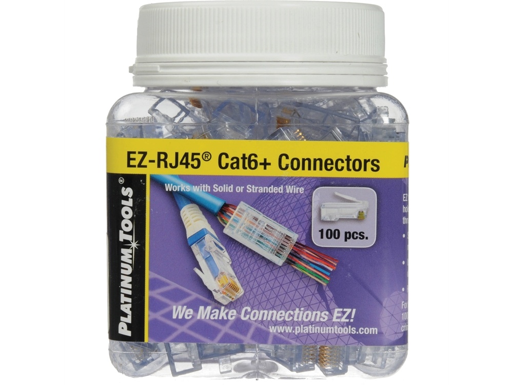 Platinum Tools EZ-RJ45 CAT6 Connectors (Jar Packaging, 100-Pieces)