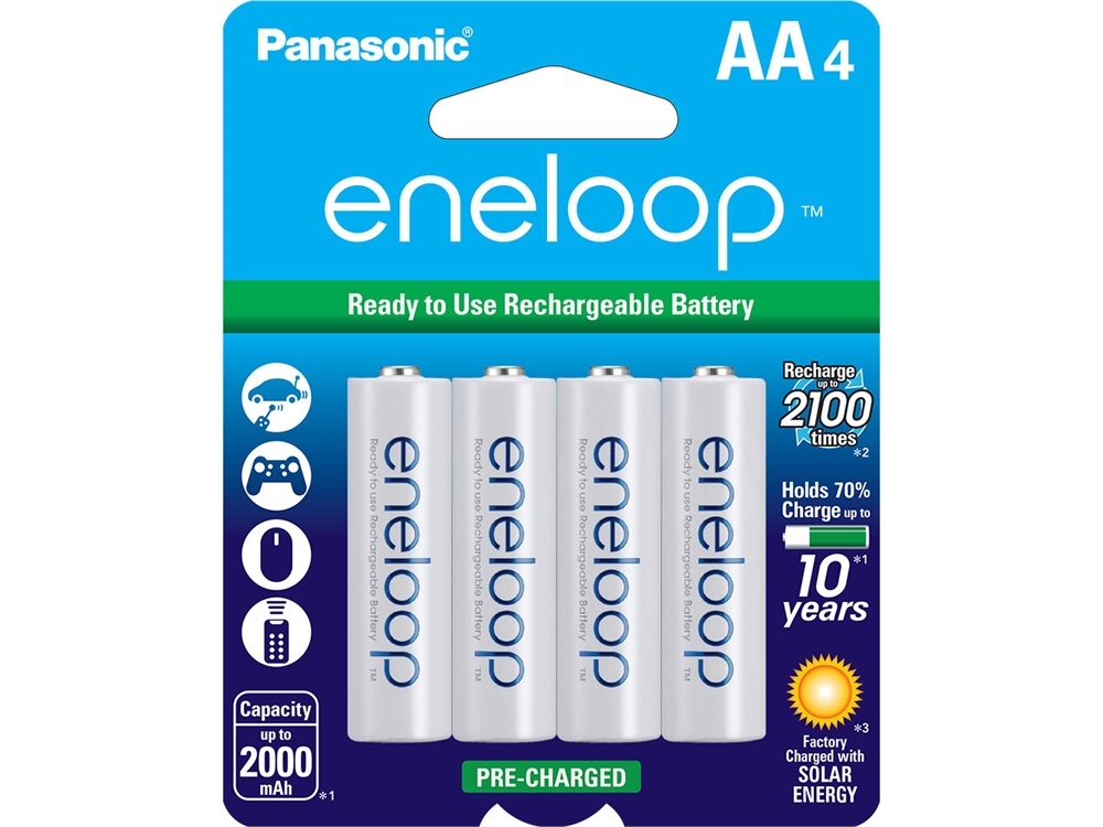 Panasonic Eneloop AA Rechargeable Ni-MH Batteries (2000 mAh, 4 Pack)